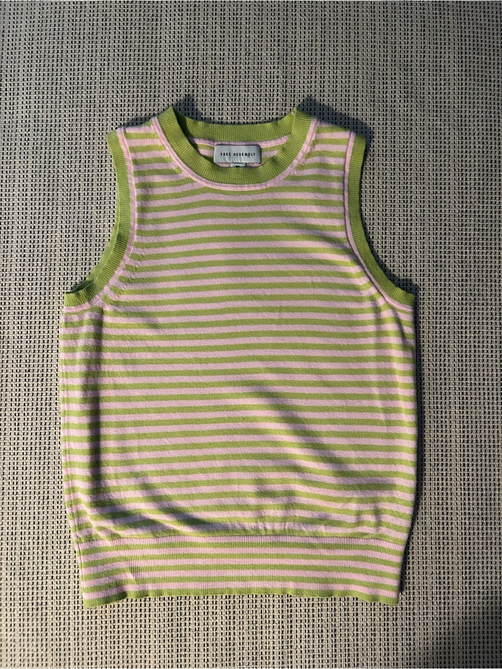Striped Sleeveless Knit Tank in Pink & Light Green